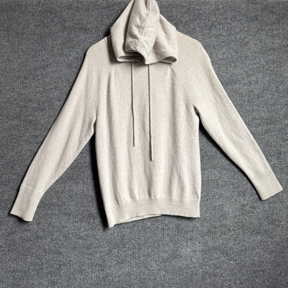 Banana Republic Todd & Duncan 100% Cashmere Hoodie M Gray Scottish Quiet Luxury - Picture 2 of 15